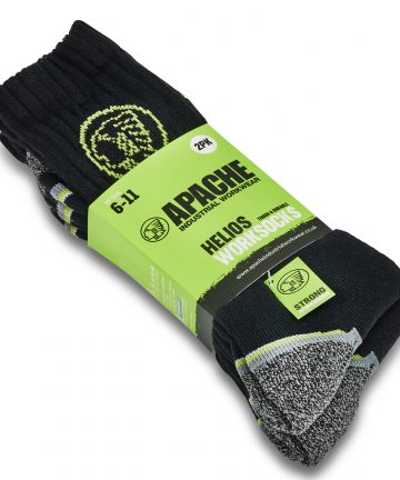 HELIOS - APACHE Black/Grey Cushioned Work Socks