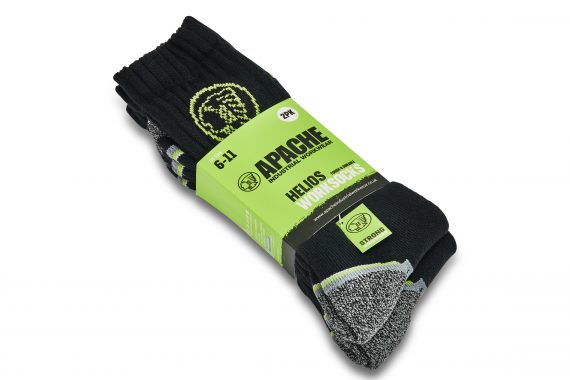 HELIOS - APACHE Black/Grey Cushioned Work Socks